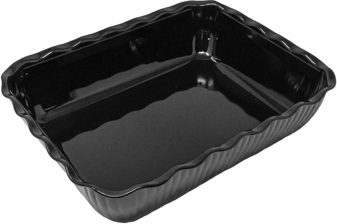 Omcan - 10.31″ x 6.7″ x 3.25″ Black Scalloped Deli Crock, Pack of 15 - 80956