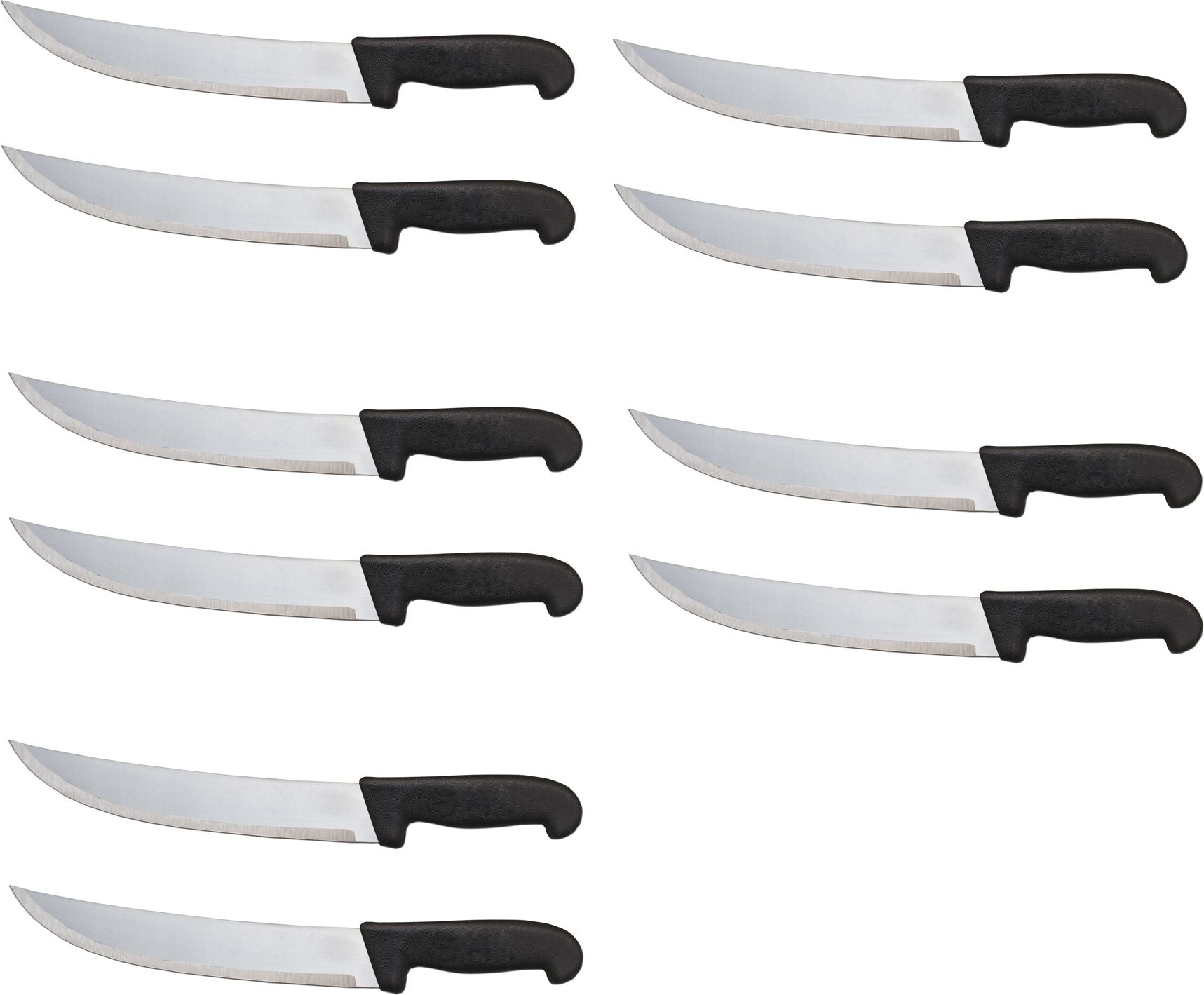 Omcan - 12” Butcher Steak Knife with Black Polypropylene Handle, Pack of 10 - 12250