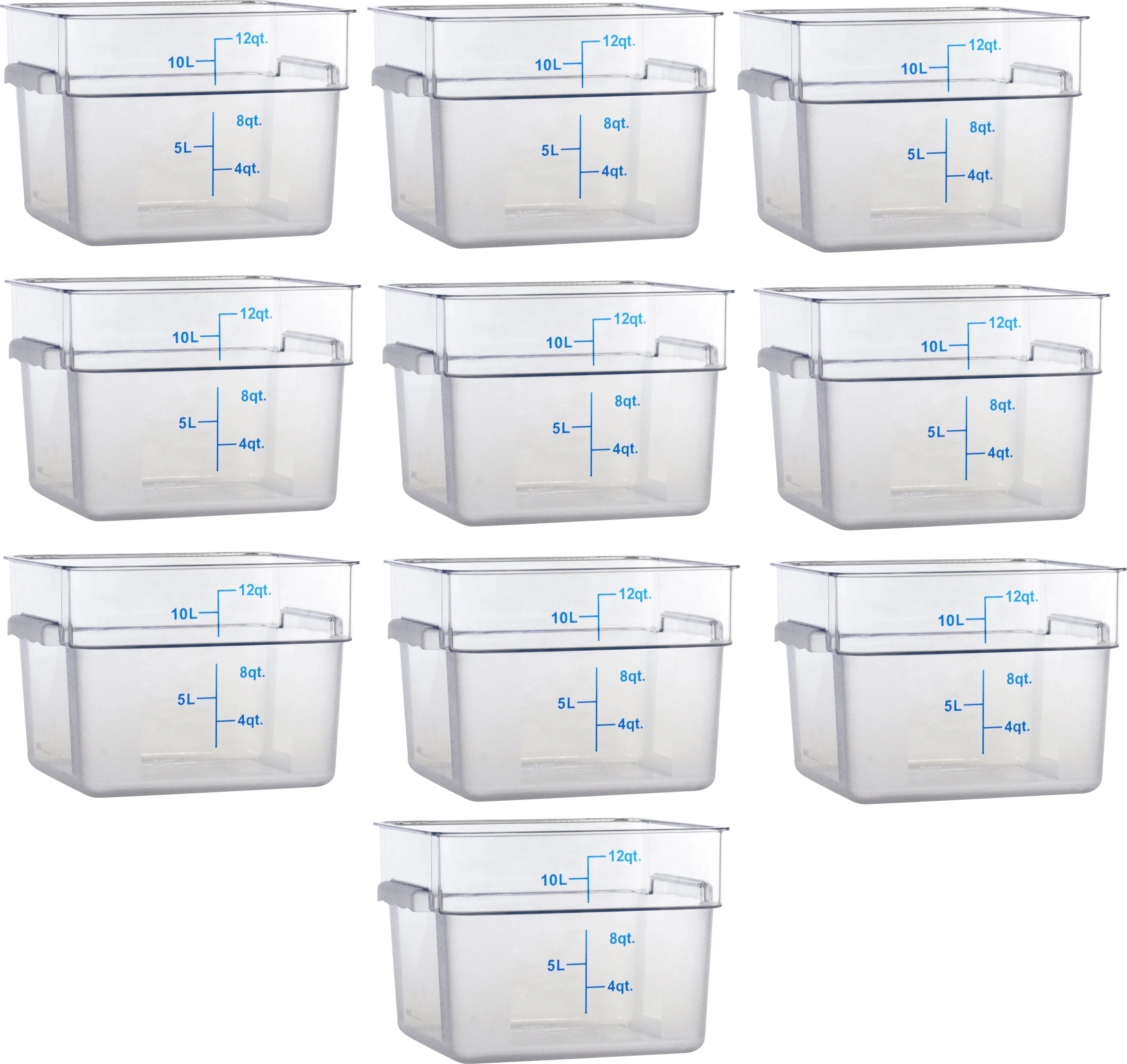 Omcan - 12 QT Clear Square Food Storage Container, Pack of 10 - 80167