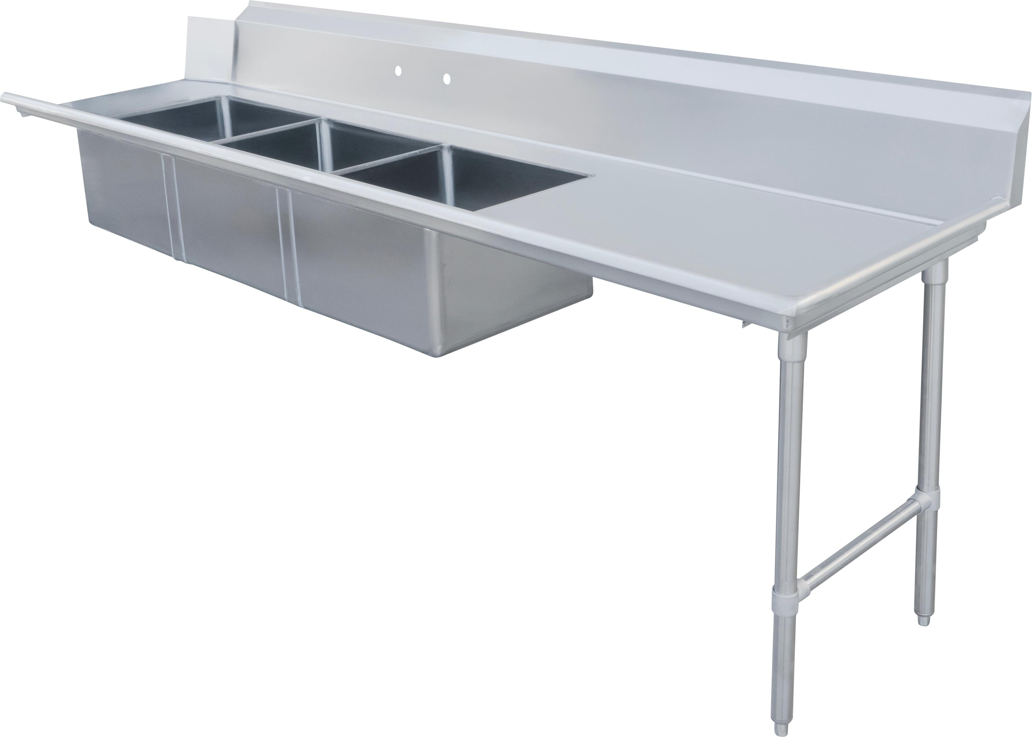 Omcan - 120" Right Side Soiled Dish Table with Three Sinks - 48504