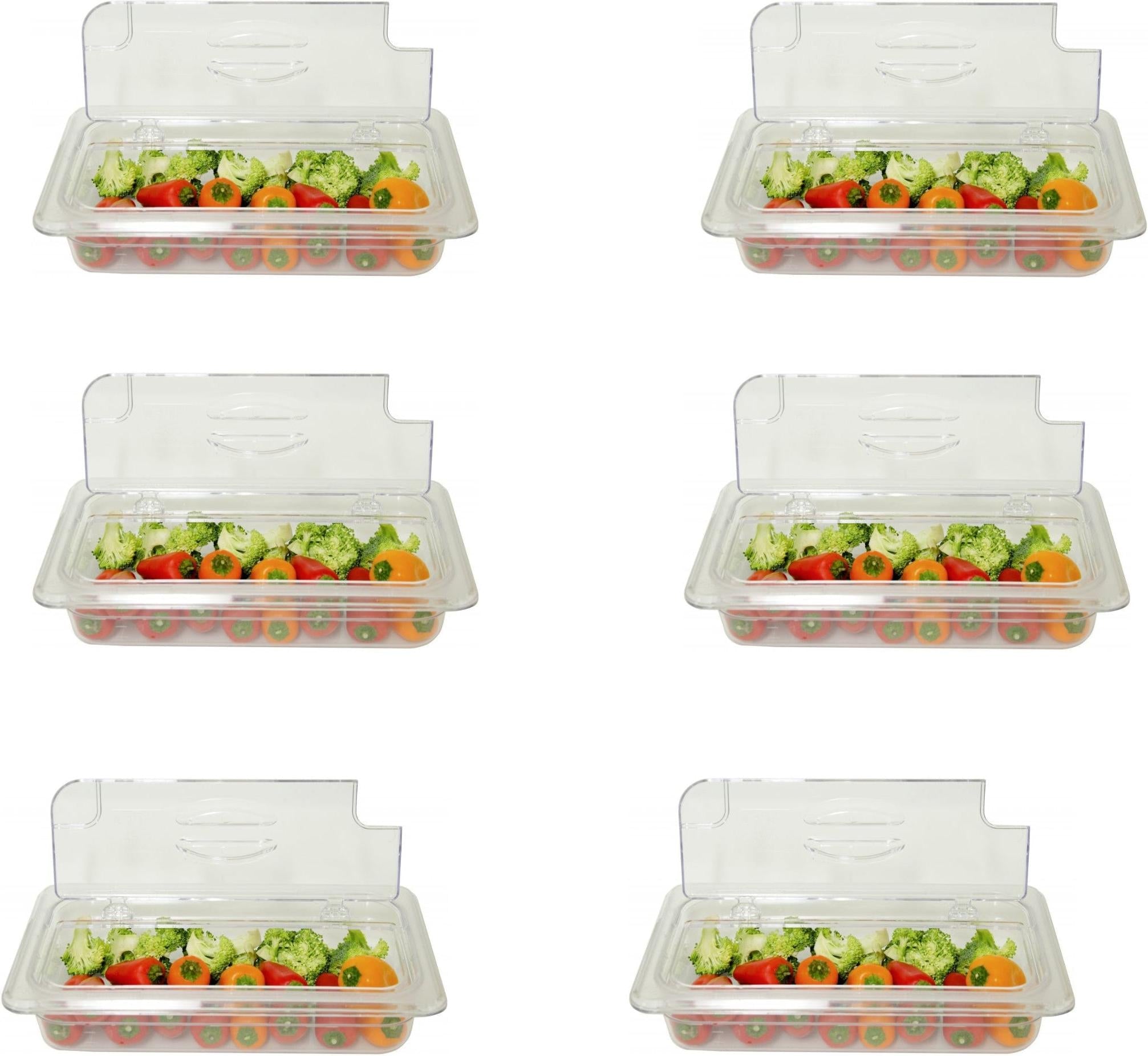 Omcan - 1/3 Polycarbonate Clear Flip Lid with Gap, Pack of 6 - 43640