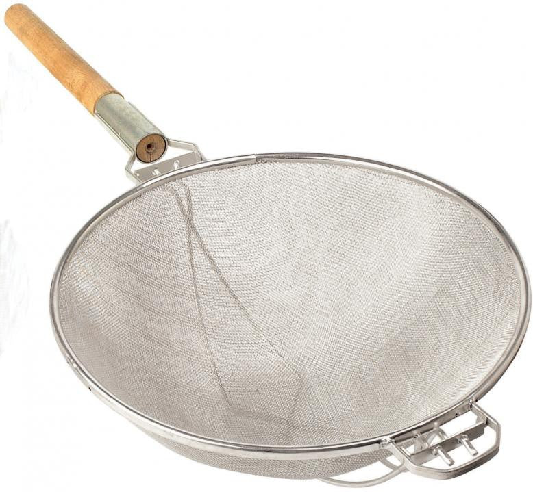Omcan  - 14″ Stainless Steel Mesh Strainer with Reinforced Double Mesh and Round Handle, Pack of 5 - 81005