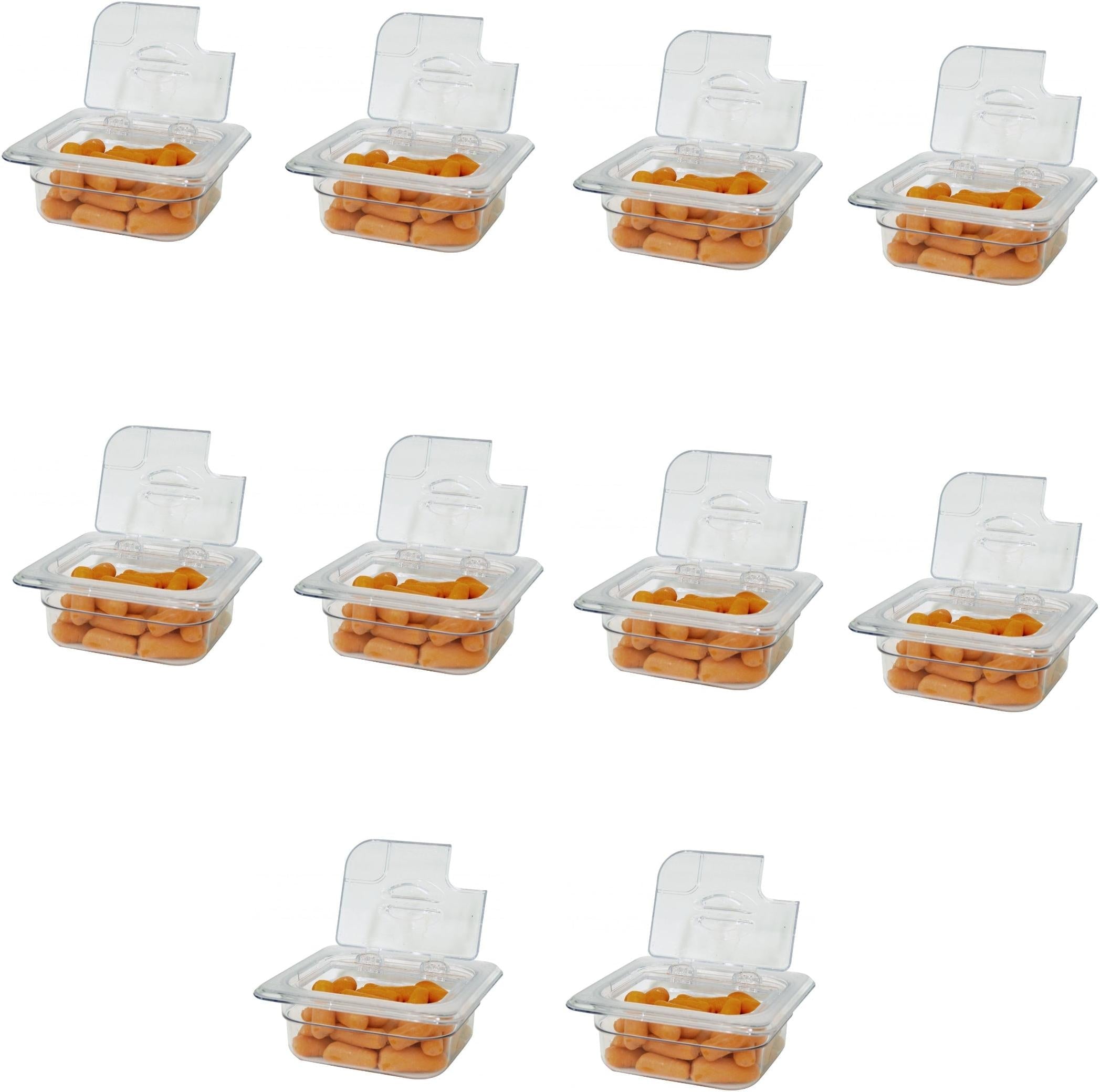 Omcan - 1/6 Polycarbonate Clear Flip Lid with Gap, Pack of 10 - 43641