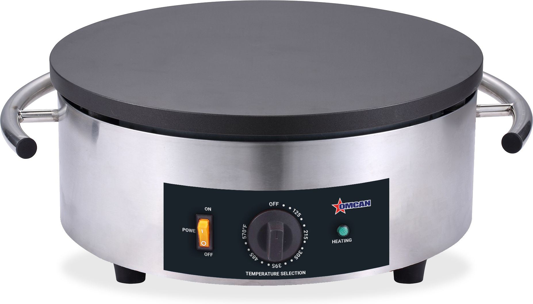 Omcan - 16" Portable Round Electric Cast Iron Crepe Maker - 47388