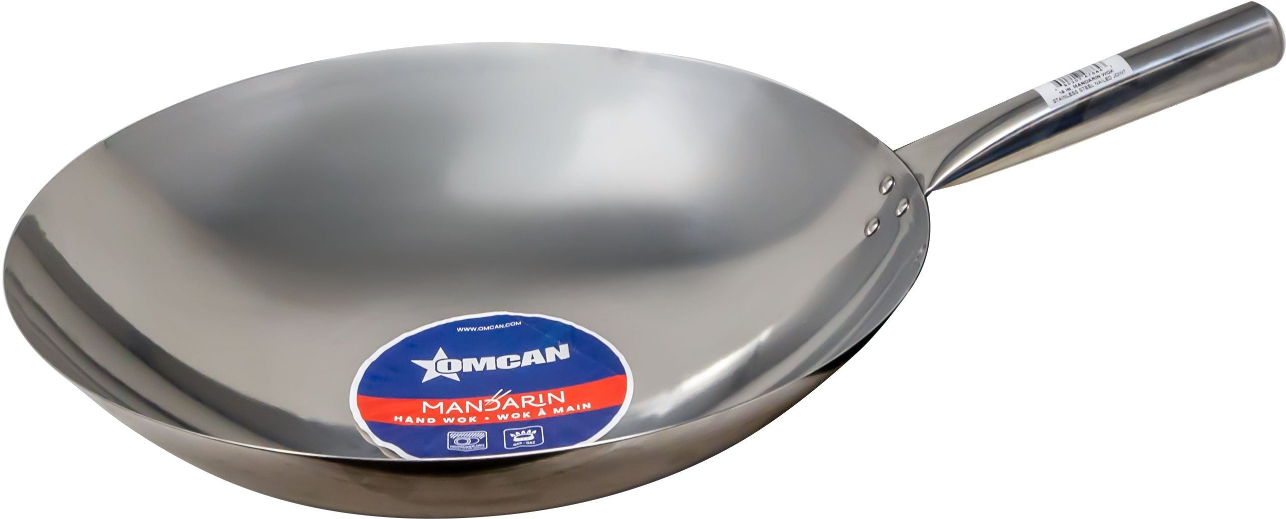 Omcan - 16" Stainless Steel Mandarin Wok With Nailed Joint, Pack of 6 - 47864