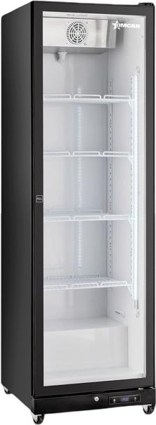 Omcan - 24” Glass Black Single Door Merchandiser Refrigerator - 48381
