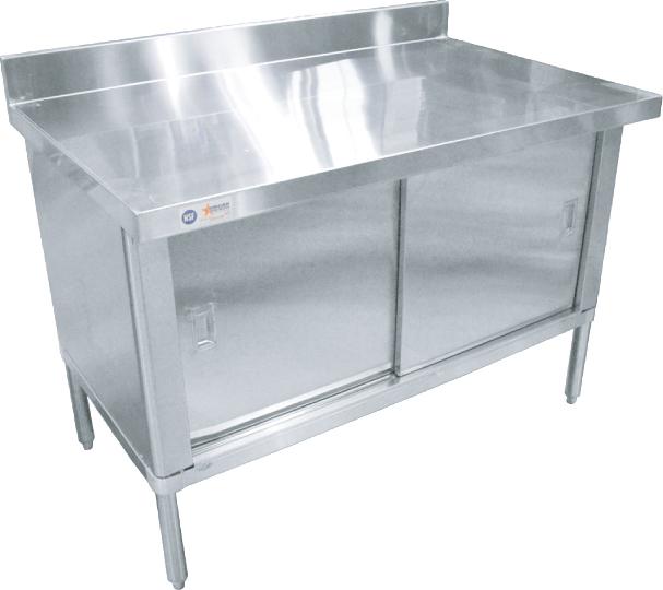 Omcan - 30" x 48" Knock-Down Worktable with Cabinet / Flush Edges & Backsplash - 28642