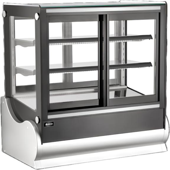 Omcan - 36” Black Square Refrigerated Self-Service 6.5 Cu.Ft. Countertop Display Case - 48564