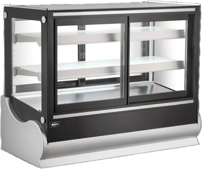 Omcan - 48” Black Square Refrigerated Self-Service 9 Cu.Ft. Countertop Display Case - 48565