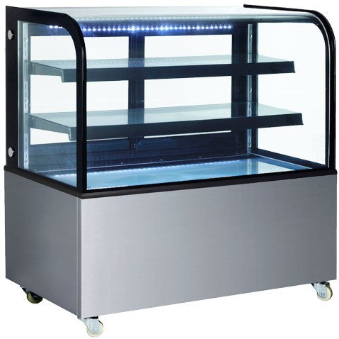 Omcan - 48" Curved Glass Stainless Steel Dry Bakery Display Case - 47103