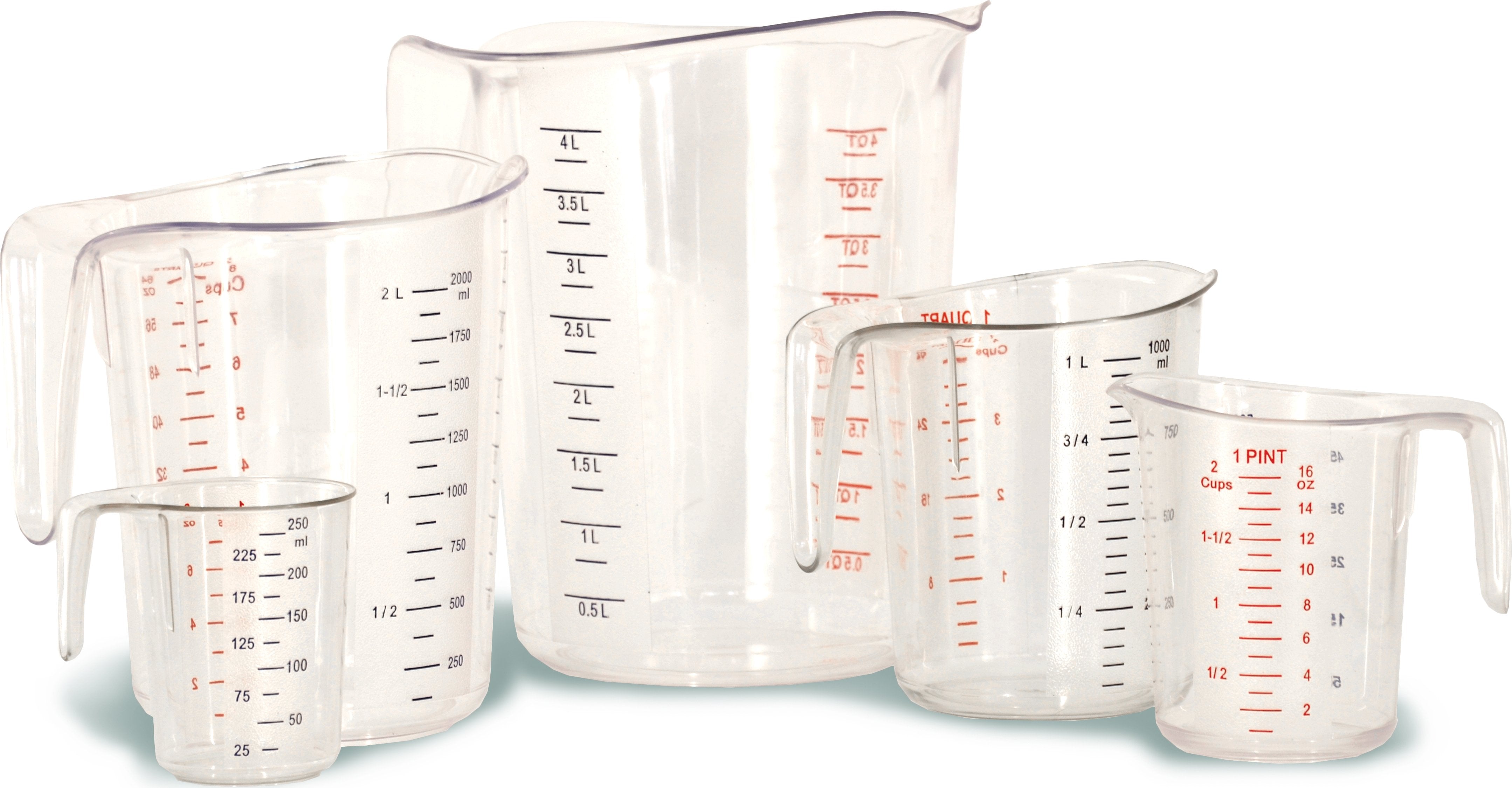 Omcan - 5 Piece Clear Polycarbonate Measuring Cup Pack, Pack of 5 - 80575