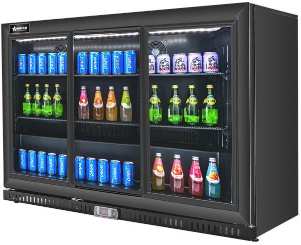 Omcan - 54″ Back Bar Beverage Cooler with 3 Sliding Glass Doors and Lock - BB-CN-338S