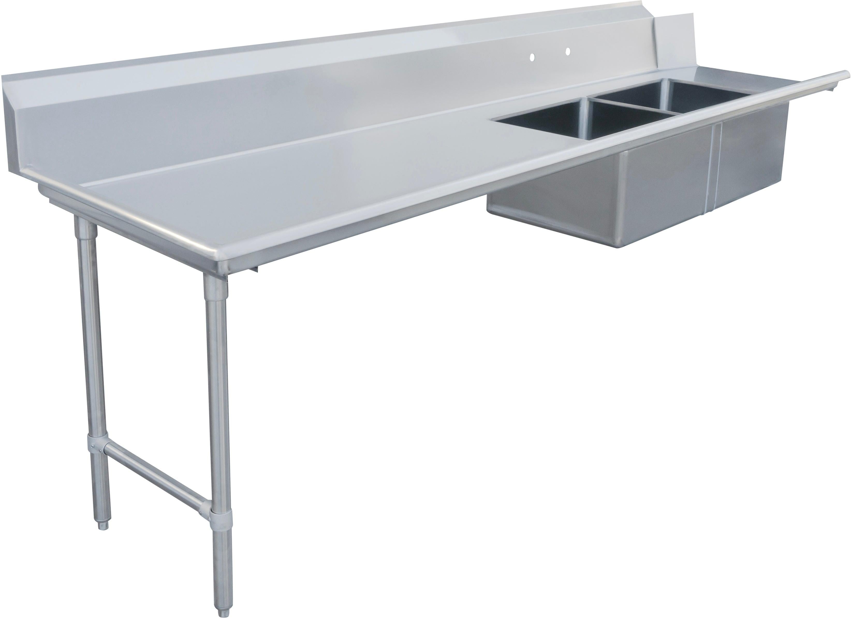 Omcan - 96" Left Side Soiled Dish Table with Two Sinks - 48489