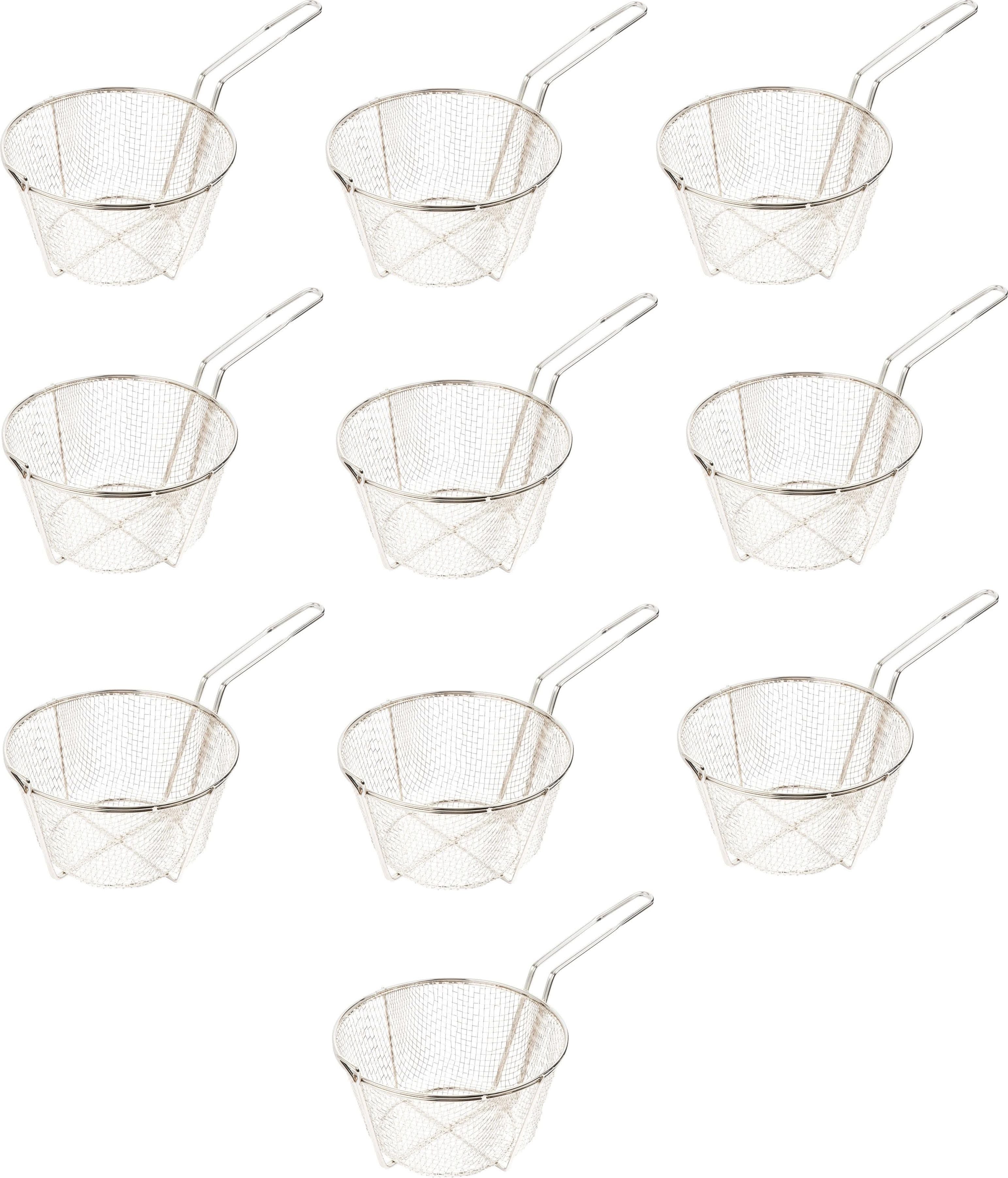 Omcan - 9.5" x 5.75" #4 Mesh Round Wire Fry Basket (241 x146 mm), Pack of 10 - 80384