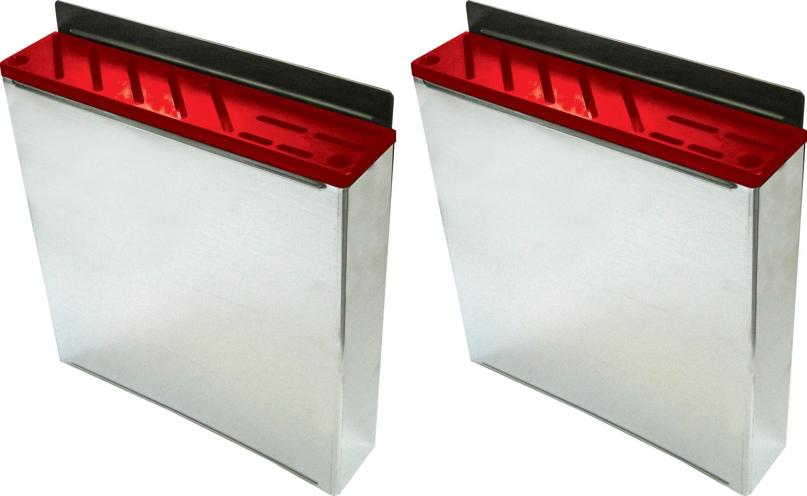Omcan - Small Stainless Steel Knife Rack with Red Insert, Pack of 2 - 12931
