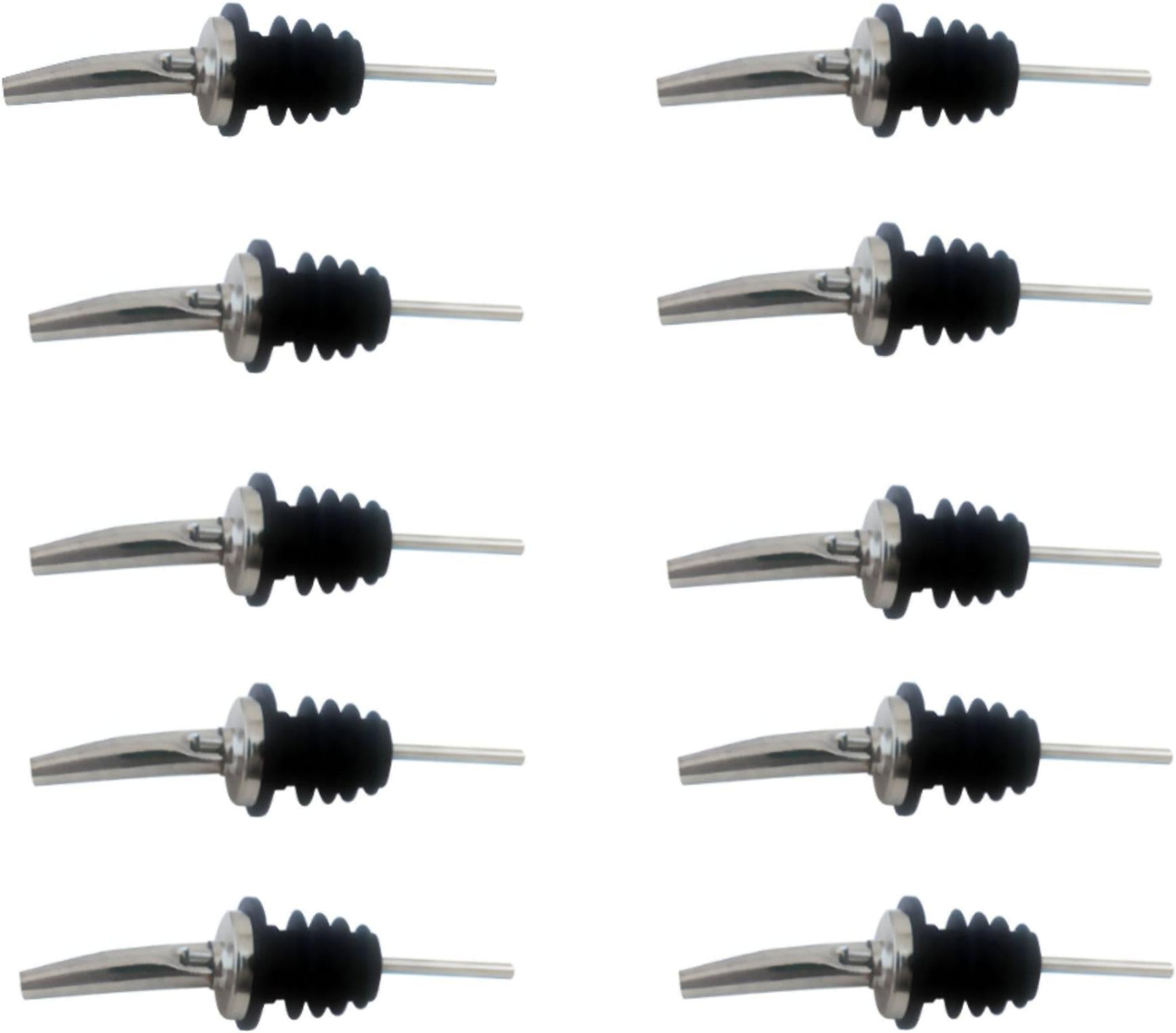 Omcan - Speed Pourer with Stainless Steel Tapered Spout/Nozzle and Black Plastic Stopper, Pack of 10 - 80850