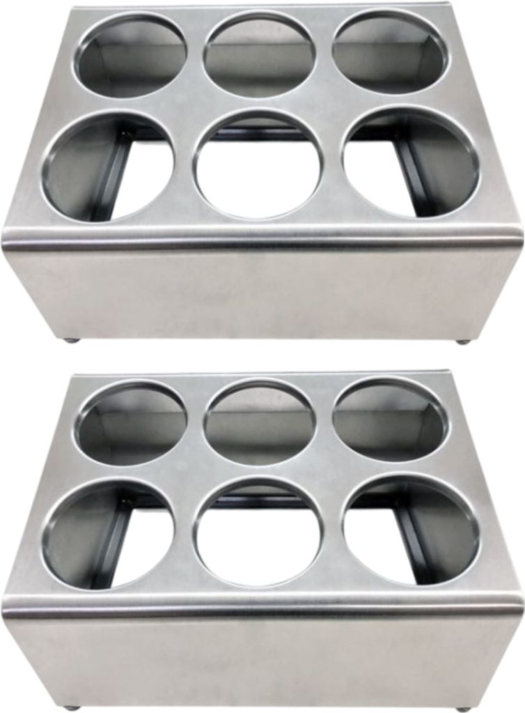 Omcan - Stainless Steel 2 Tier Flatware Cylinder Holder with 6 Holes, Pack of 2 - 80817