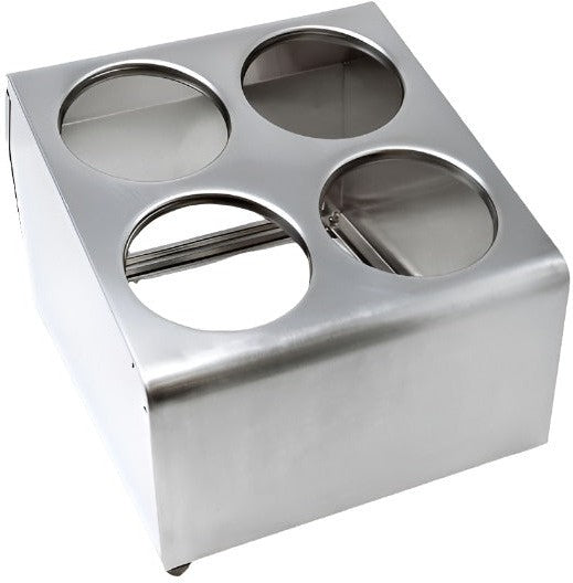 Omcan  - Stainless Steel Flatware Cylinder With 4 Holes and  2 Tier Holder, Pack of 5 - 80816