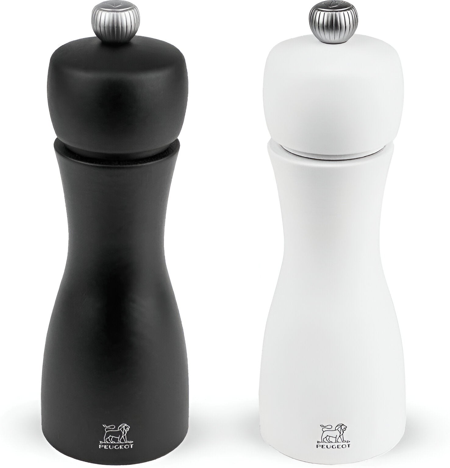Peugeot - Tahiti 6" Wood Matte Black, White Tones Salt and Pepper Mills, Pack of 2  (15 cm) - 2/24260