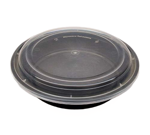 Ritepak - 48 Oz, 9" Round Black Container, Pack of 150 - RPMC0948B