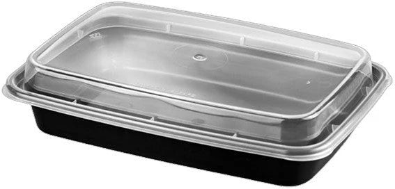 Ritepak - 24 Oz, 7" x 5" x 2" Rectangular Black Combo Container, Pack of 150 - RPMR7524B
