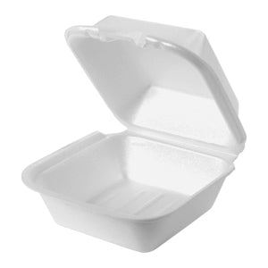 Genpak - 5.6" x 5.75" 3.25" White Large Sandwich Foam Take Out Container, Pack of 500 - 2353035