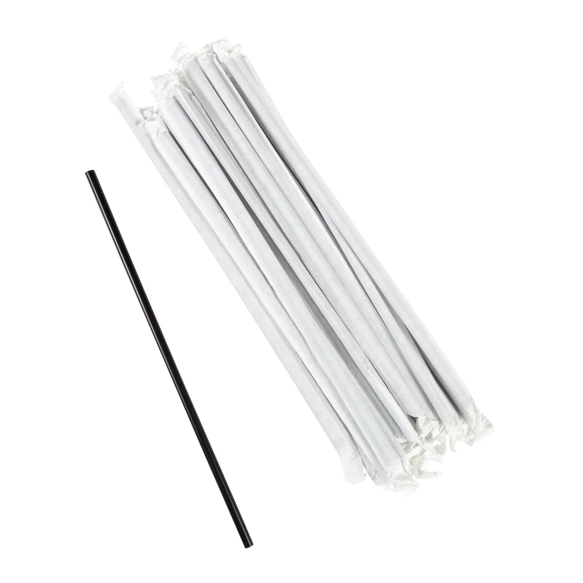 5.25" Black Wrapped Paper Jumbo Straw, 500/bx, 4bx/cs - WLCUPS525BK4