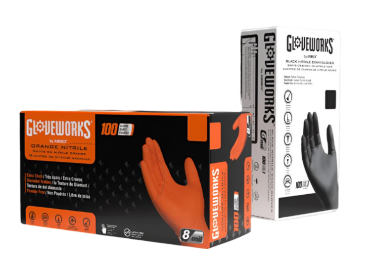 AMMEX - Gloveworks X-Large Latex Gloves, 10 X 100/Box - AMXTLF48100