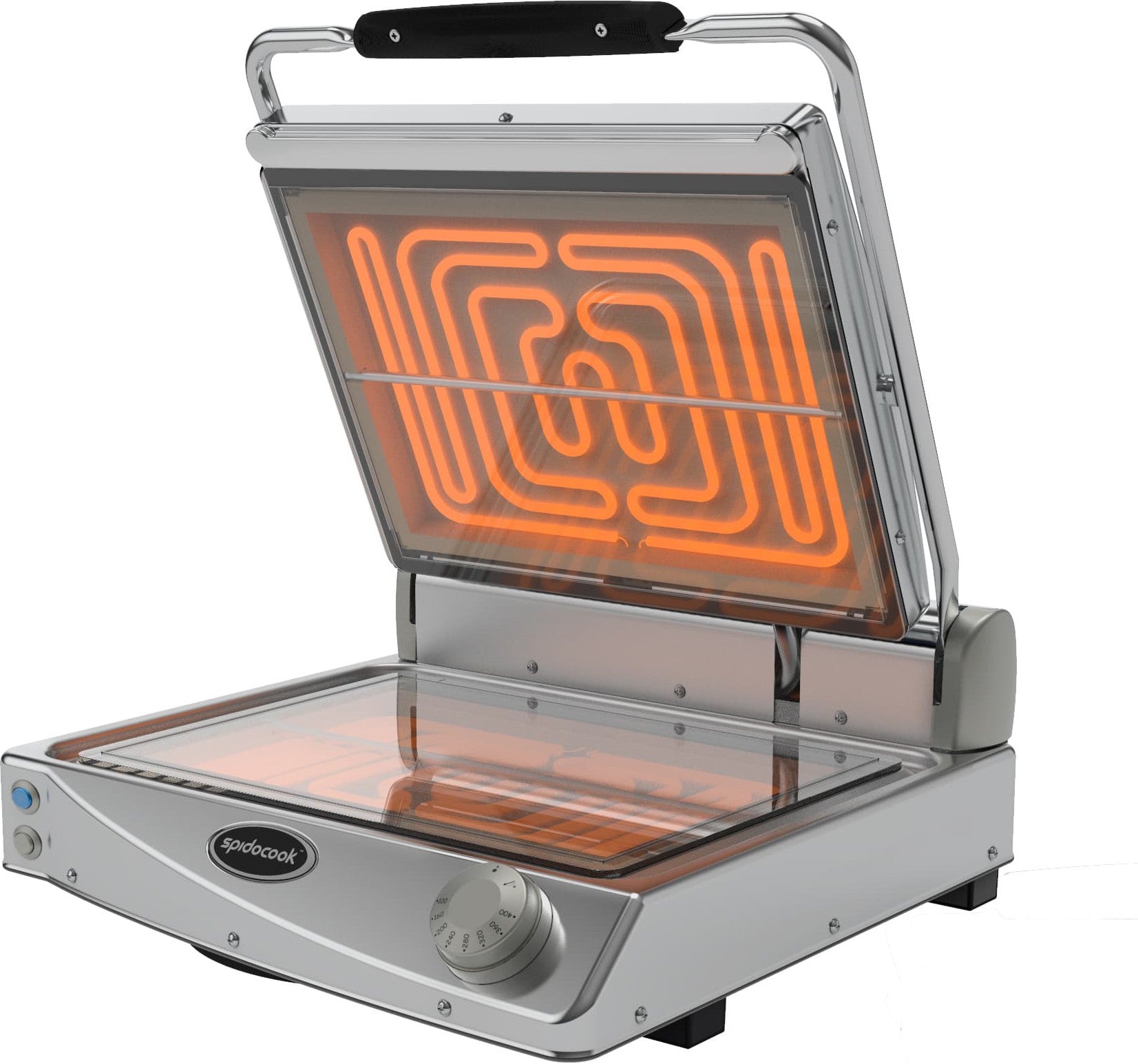 Spidocook - 120 V Medium Transparent Professional Smooth Manual Contact Grill - SAP015T