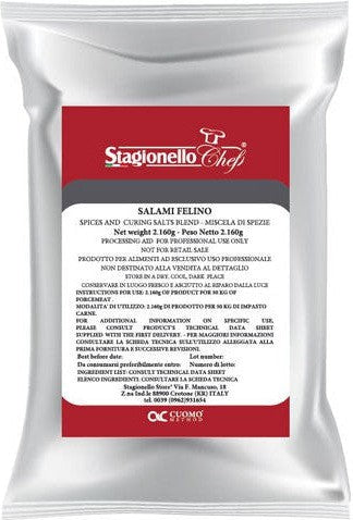 Stagionello - 2.16 Kg/Bag Curing Salts and Spice Blends for Rapid Fermentation Salami Felino Salami - 47002