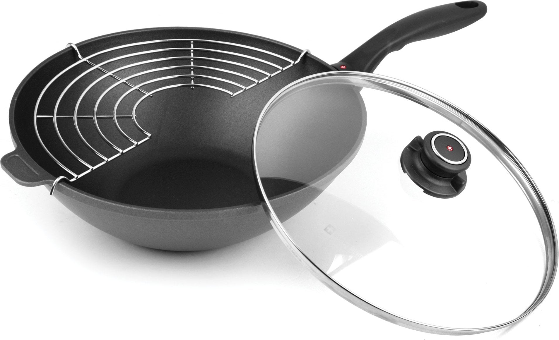 Swiss Diamond - 11.8" Classic Wok with Lid & Tempura Rack (4.9 QTs) - 61130C