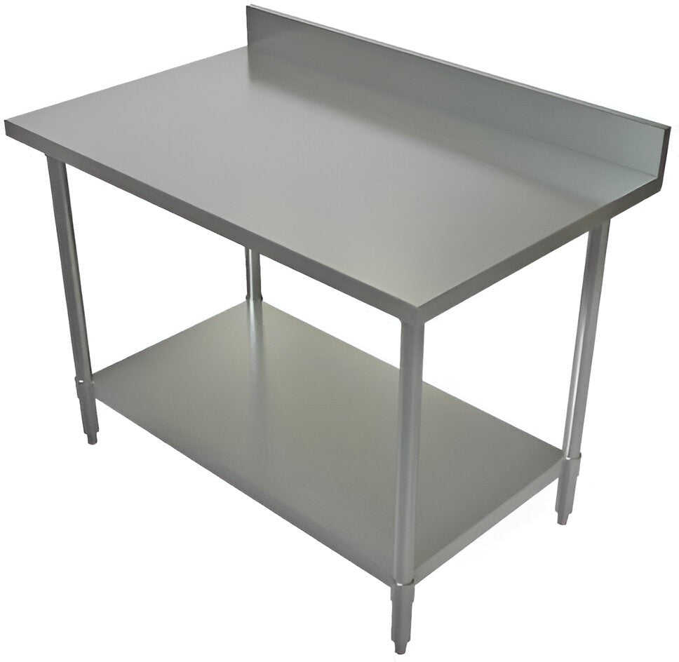Tarrison - 60" x 30" Work Table with Galvanized Steel 2 Undershelf & 4" Backsplash - TA-WT4BS3060US2