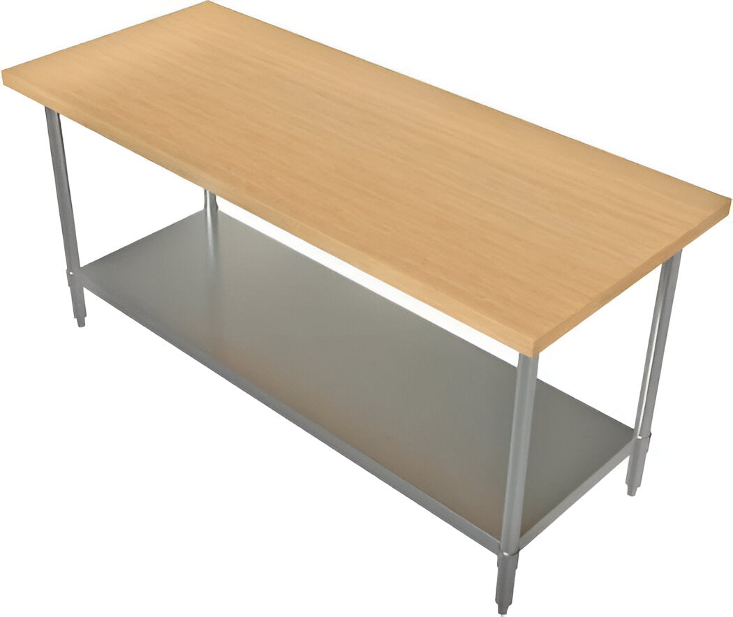 Tarrison - 72" x 24" Butcher Block Top Work Table with Galvanized Undershelf - HTS-2472G (Custom Order)