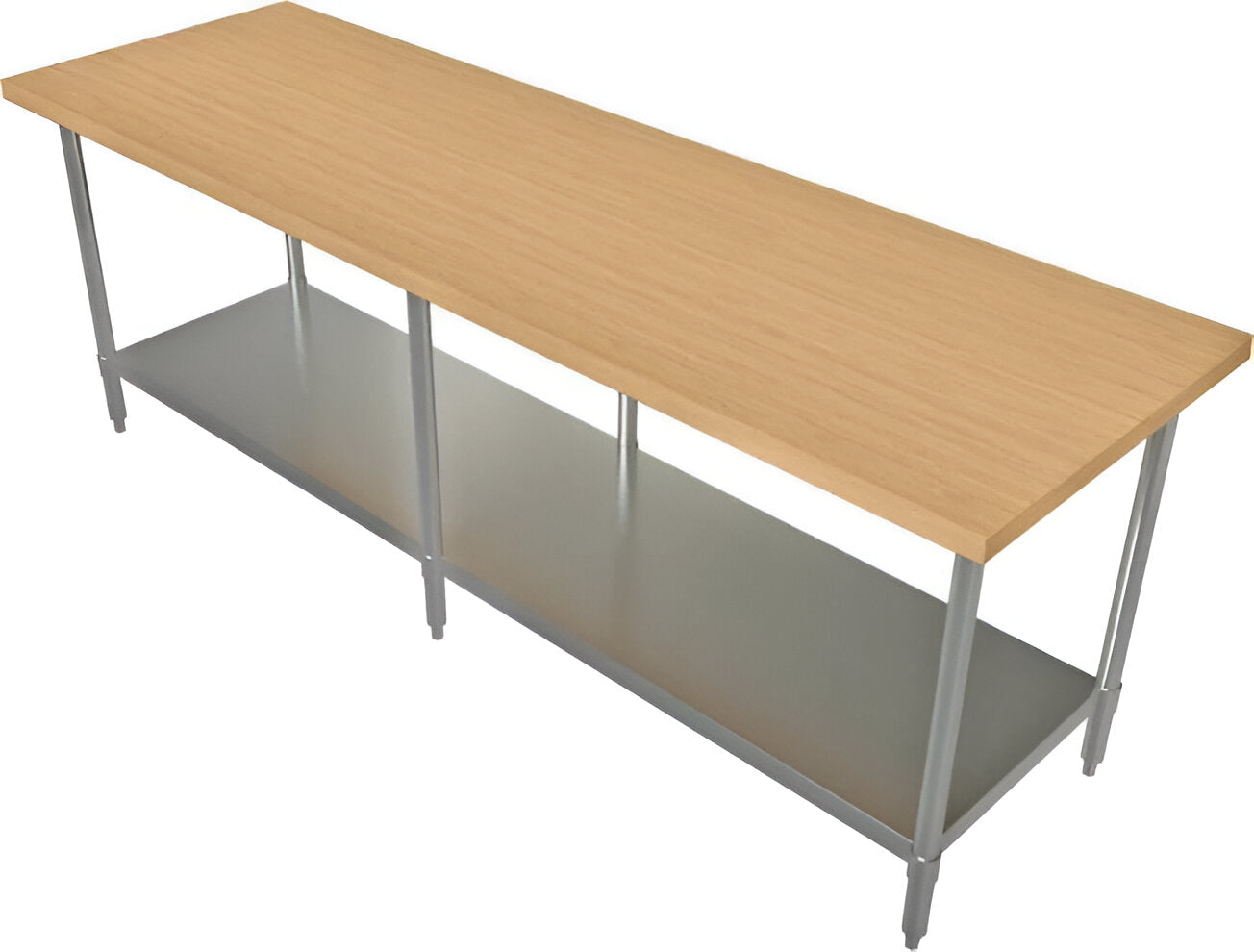 Tarrison - 96" x 30" Butcher Block Top Work Table with Galvanized Undershelf - HTS-3096G (Custom Order)
