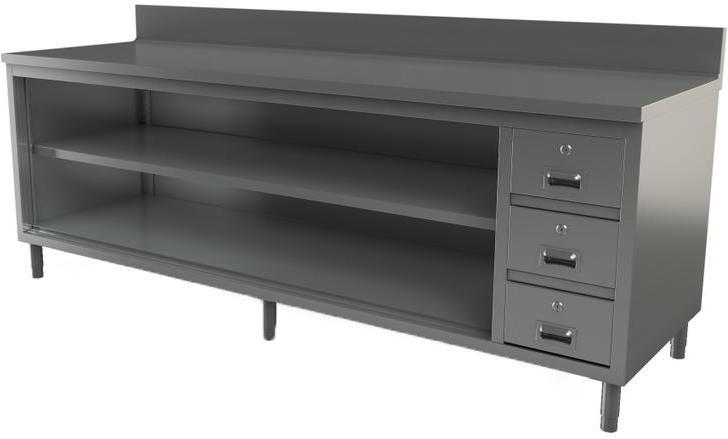 Tarrison - 96" x 30" Servery Work Table with Three Drawers & Backsplash - CO3096BD