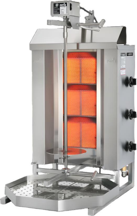 Trento - Potis MU GD3 40 Kg Natural Gas Vertical Broiler / Shawarma Machine with 3 Burners - 49160
