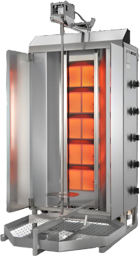 Trento - Potis MU GD5 120 Kg Natural Gas Vertical Broiler / Shawarma Machine with 5 Burners - 49162