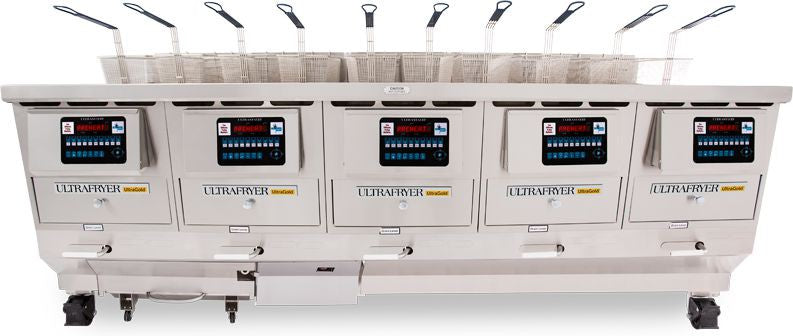 Ultra Fryer - Five Vat Commercial Gas Fryer with UltraClear Filtration - B-P20-18-5-UC