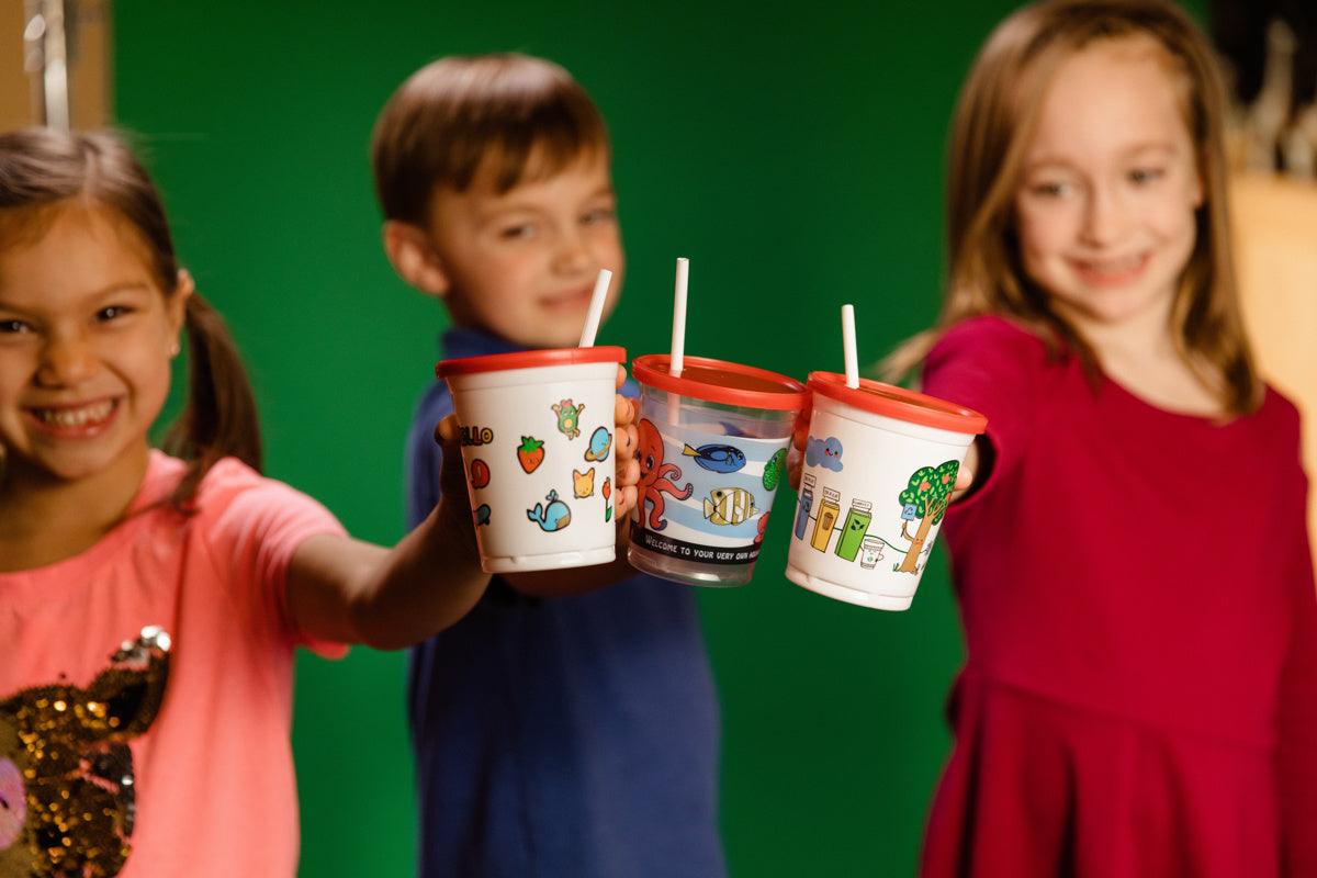 Placon -  12 Oz Kids Cups Combo Pack With Lid and Kurly Straw, Pack of 250 - 300242