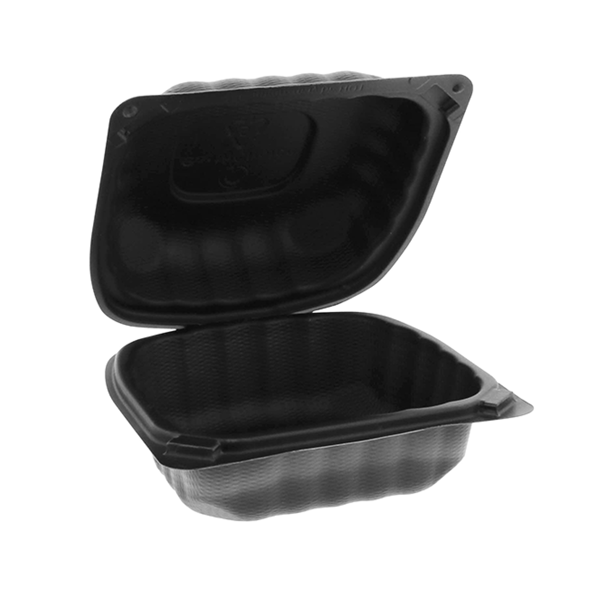 RitePak - 6" x 6" x 3" Polystyrene Black Hinged Container, Pack of 250 - RPHS225B