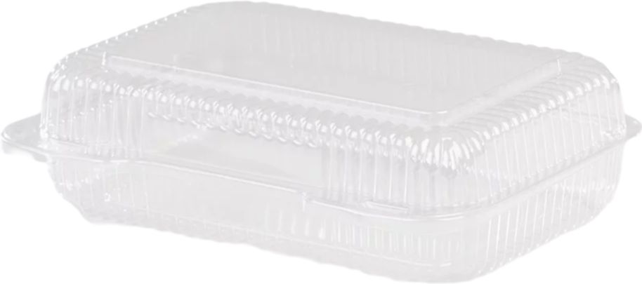 Detroit Forming - 8" x 5" x 2.6" OPS Plastic Clear Hinged Container, 350/Cs - LBH-663