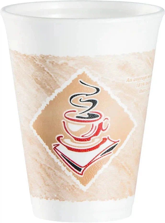 Dart Container - 12 Oz ThermoGlaze Insulated Foam Cups Stock Print, 1000/Cs - 12X12G