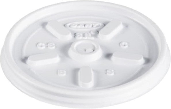 Dart Container - 8 Oz, 10 Oz White Vented Lid fits Foam Cups , 1000/cs - 8JL