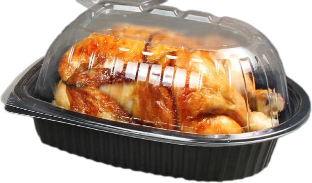 D&W Fine Pack - 42 Oz Chicken Roaster Containers with Black Base, 200/cs - CT7191042