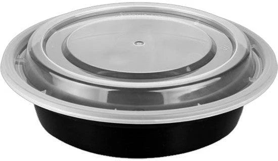 Ritepak - 16 Oz, 6" Round Black Combo Container, Pack of 150 - RPMC0616BE