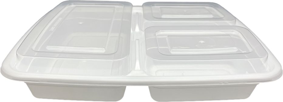 PCMPAK - 39 Oz PP Rectangular 3 compartments Container, 150/Cs - DT-339