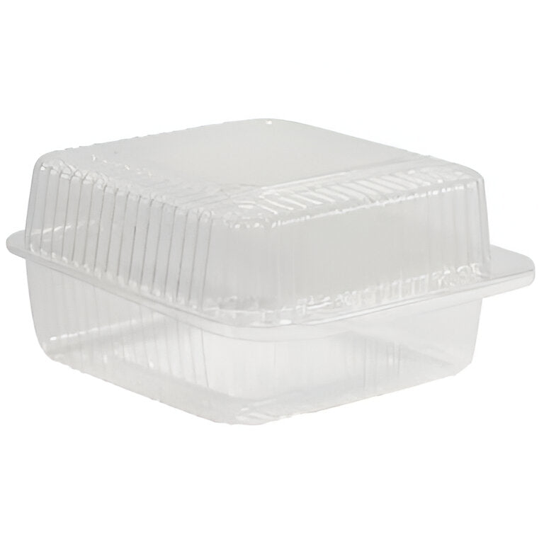 Detroit Forming - 6.5" x 6.12" x 3.25" Clear Square Deep Hinged Container with Bar Lock, Pack of 500 - DFILBH625