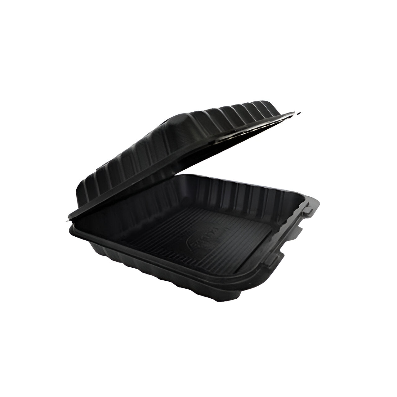 Ecopax - 9.25" x 6.5" x 2.25" Black 1 Compartment Hinged Pebble Container, Pack of 150 - ECOPP206BK