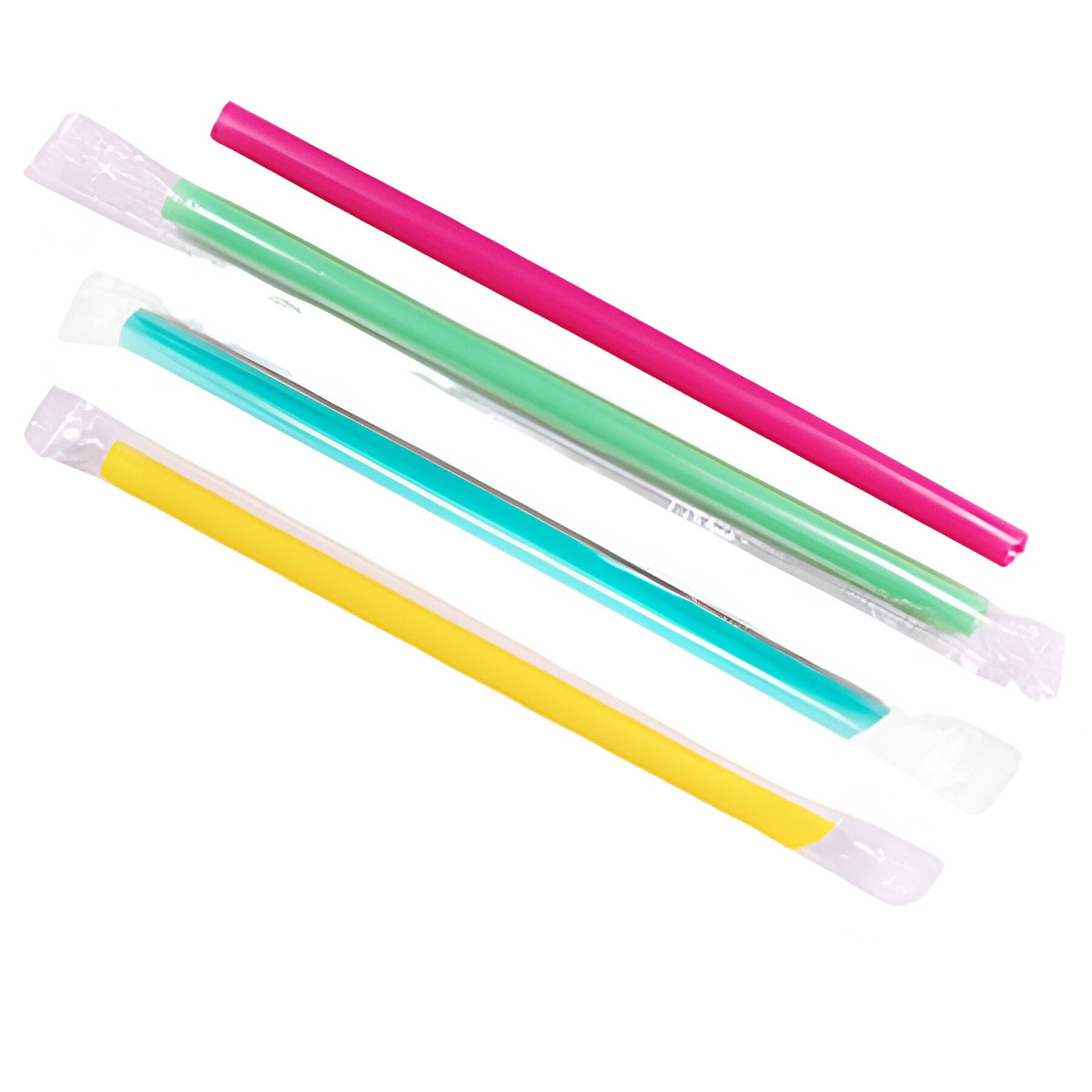 Karat - 9" Polypropylene Colossal Mixed Colors Wrapped Bubble Tea Straw with Diagonal Cut, 120/cs, 44/sk - KARC9060S