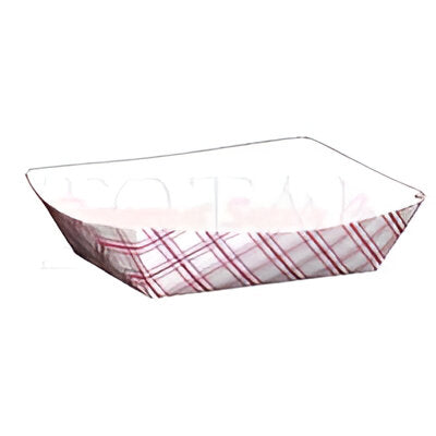 Nova - #300, 3 lb Red Plaid Paper Food Tray, 500/Cs - NFT300